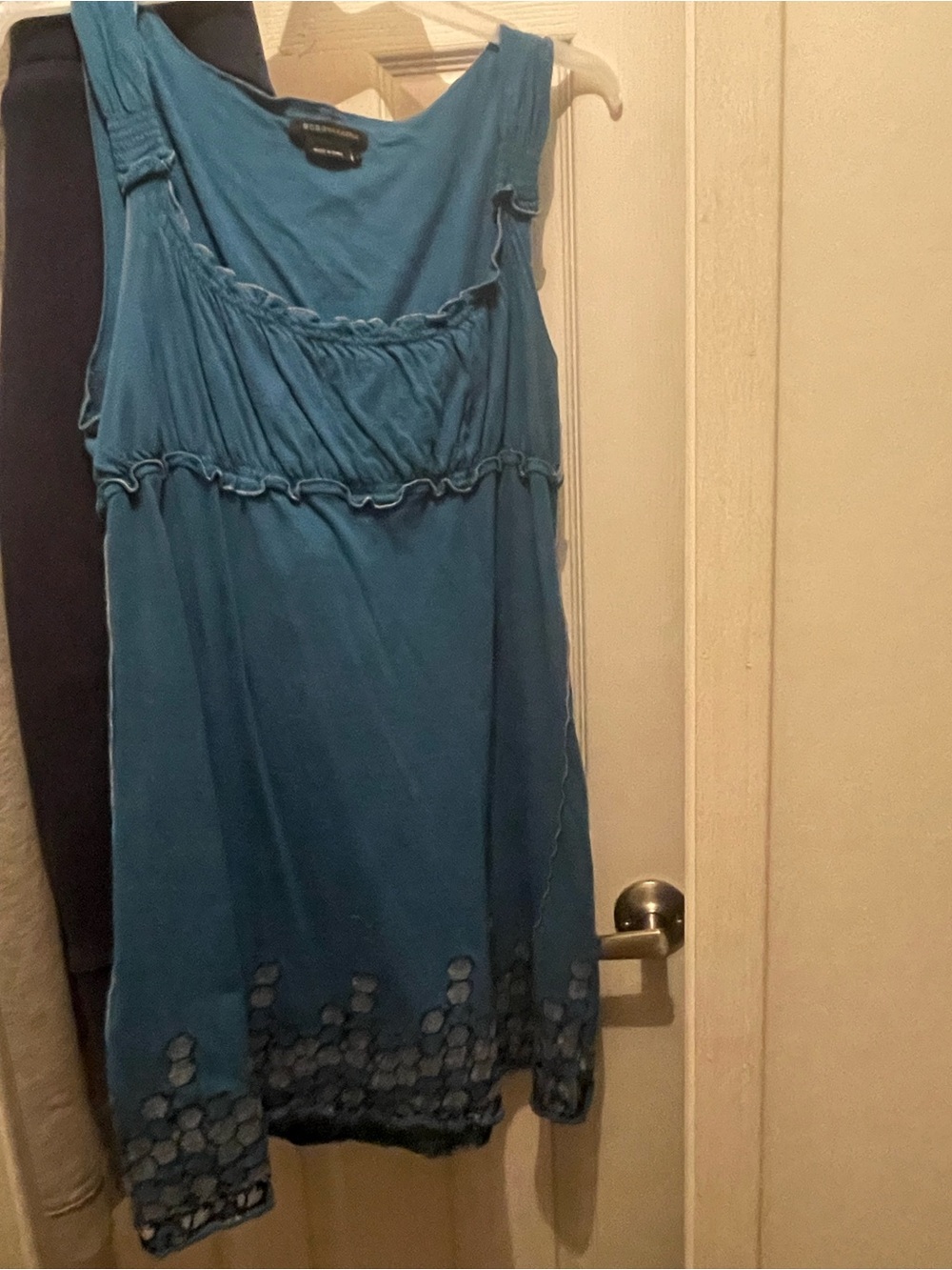 BCBGMaxAzria Teal Sleeveless Maxi Dress with Hem Embroidery